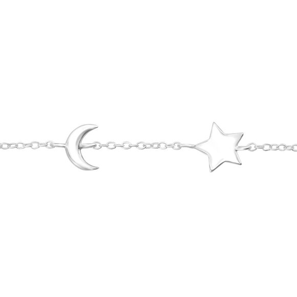 Sterling Silver Moon and Star Bracelet - Picture 1 of 1